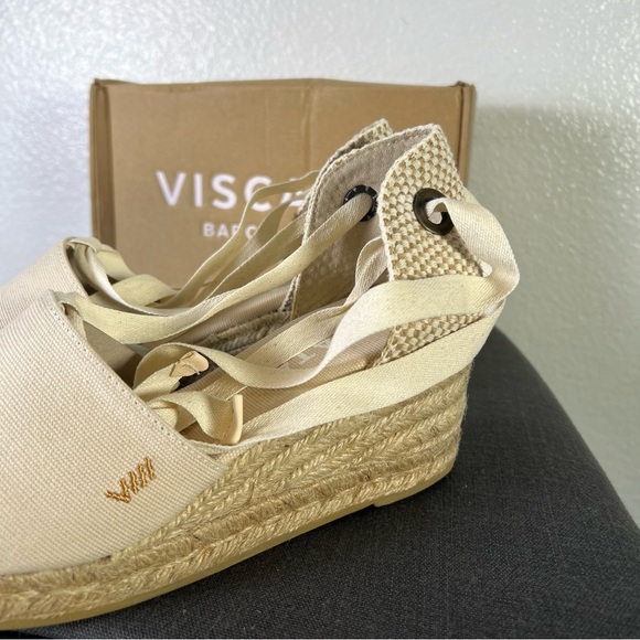 Viscata Escala Espadrille Canvas Wedges w/Sleek Ankle Laces Size 39 EUR Size - Picture 6 of 8